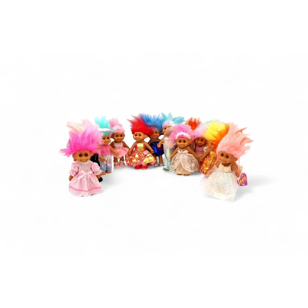 Vintage Troll Dolls Lot 7 Inch 90s Russ Ace Dam Mixed Outfit - Picture 2 of 16